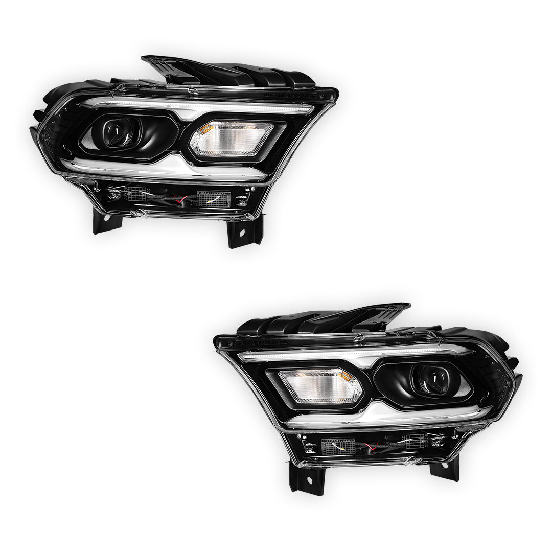 Dodge Durango (2021 - 2024) Replacement Halogen Turn Signal Black LED Headlights LH + RH