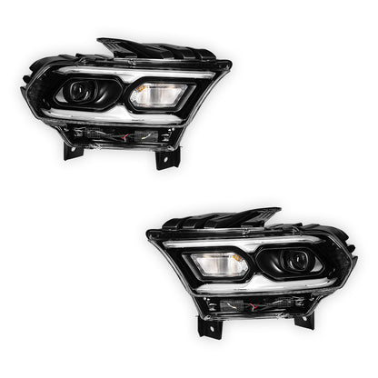 Dodge Durango (2021 - 2024) Replacement Halogen Turn Signal Black LED Headlights LH + RH