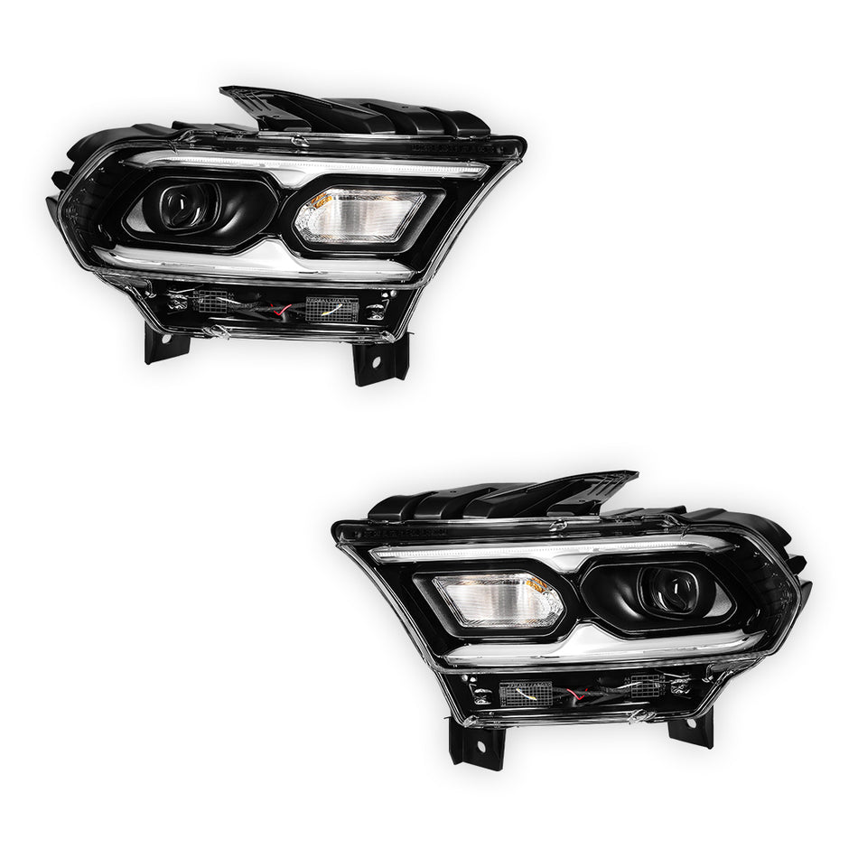 Dodge Durango (2021 - 2024) Replacement Halogen Turn Signal Black LED Headlights LH + RH