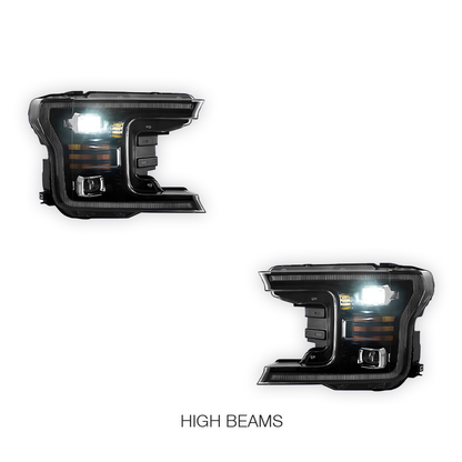 Ford F-150 (2018 - 2020) Full LED Black Headlights LH + RH