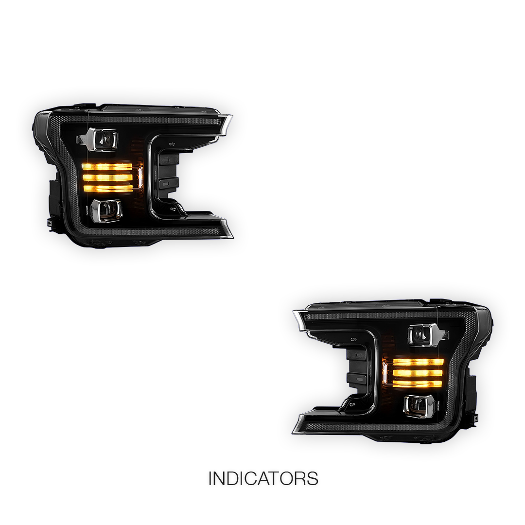Ford F-150 (2018 - 2020) Full LED Black Headlights LH + RH