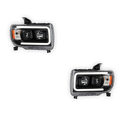 GMC Canyon All Terrain / AT4 / Denali / Elevation / Elevation Standard / SL / SLE / SLT (2015 - 2022) LED DRL Light Tube Projector Replacement Headlights LH + RH