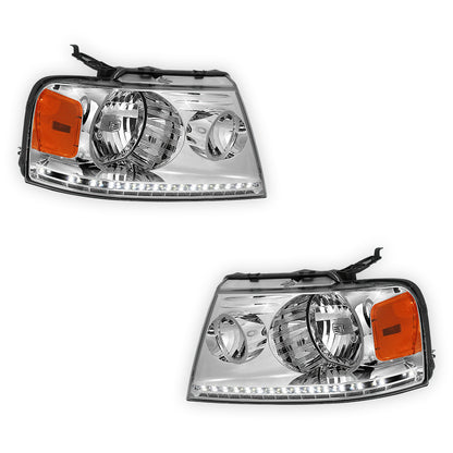 Ford F-150 (2004 - 2008) LED DRL Replacement Headlights LH + RH