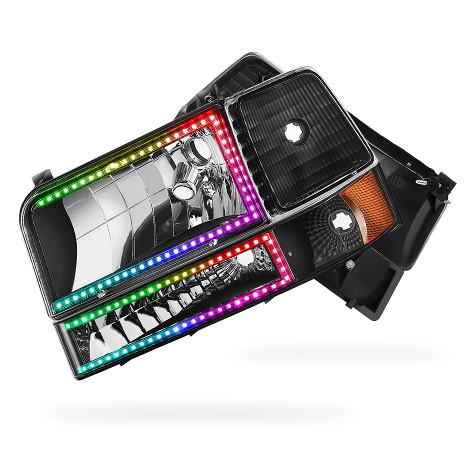 Ford F-150 (1992 - 1996) Sequential RGB LED DRL Headlights LH + RH