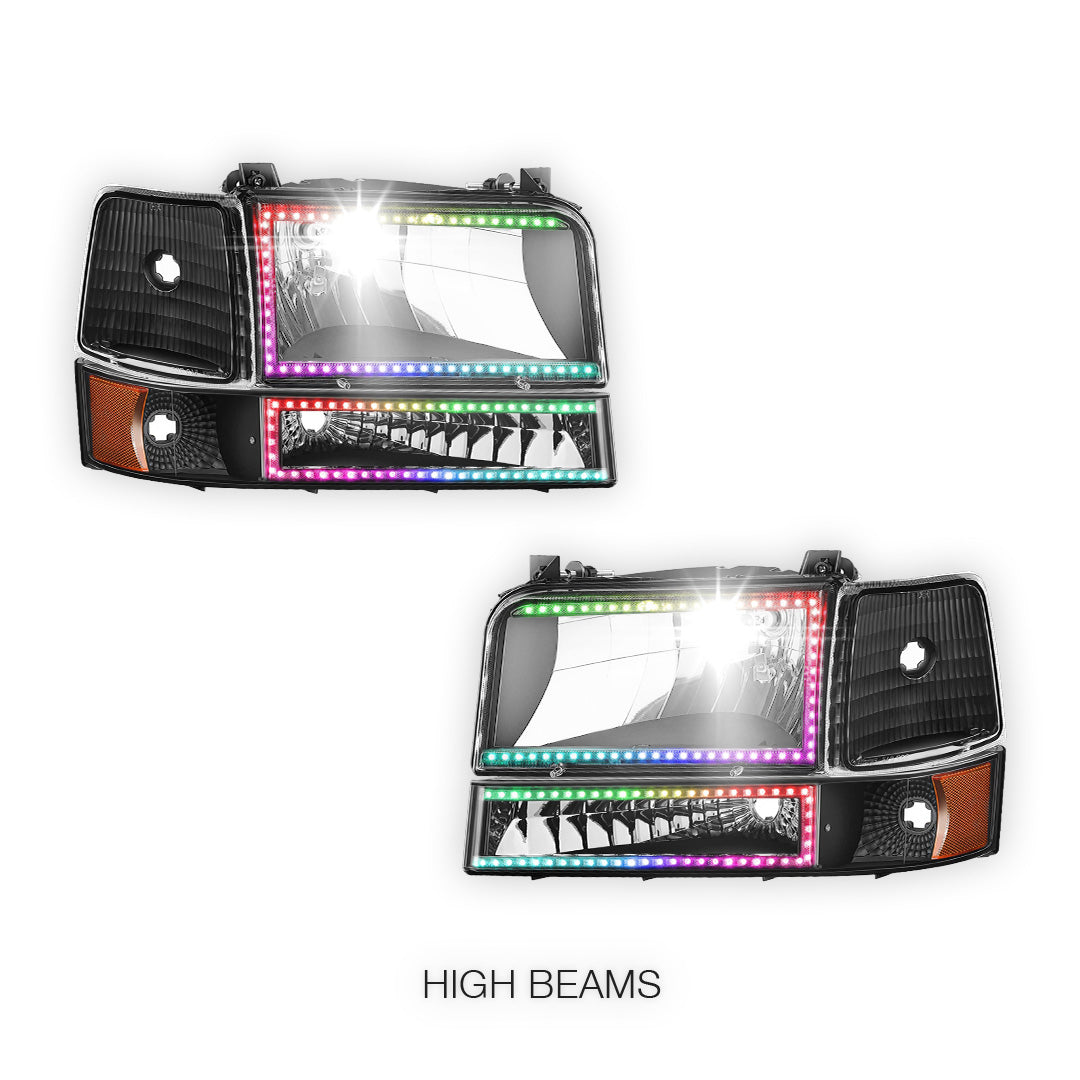Ford F-150 (1992 - 1996) Sequential RGB LED DRL Headlights LH + RH