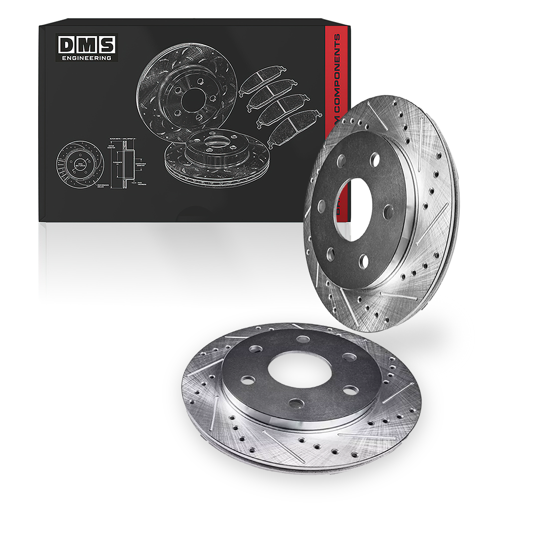 Ford F-150 (2012 - 2020) Front and Rear Drilled & Slotted Brake Rotors and Brake Pads LH + RH
