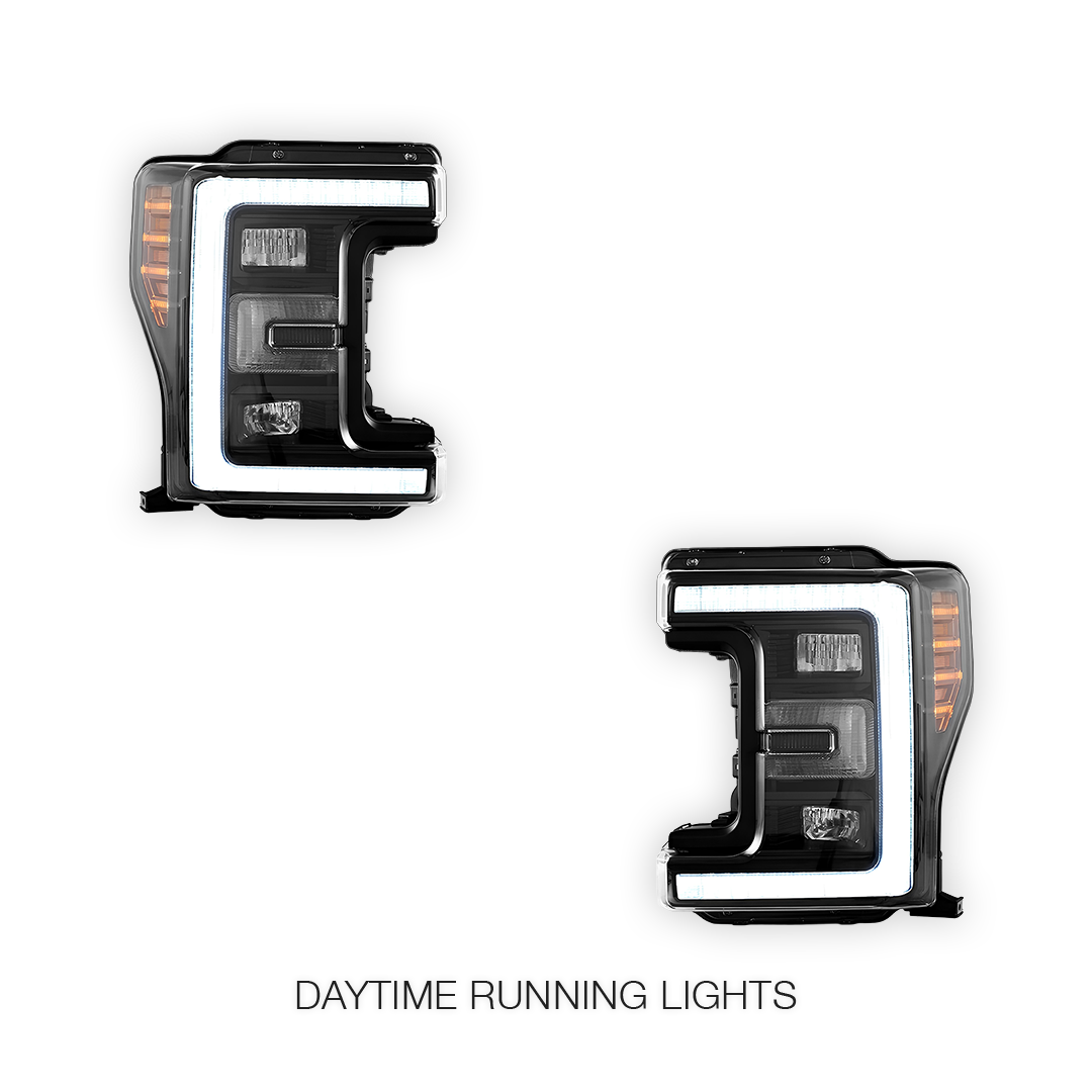 Ford F-250 Super Duty (2017 - 2019) Sequential Full LED Black Headlights LH + RH
