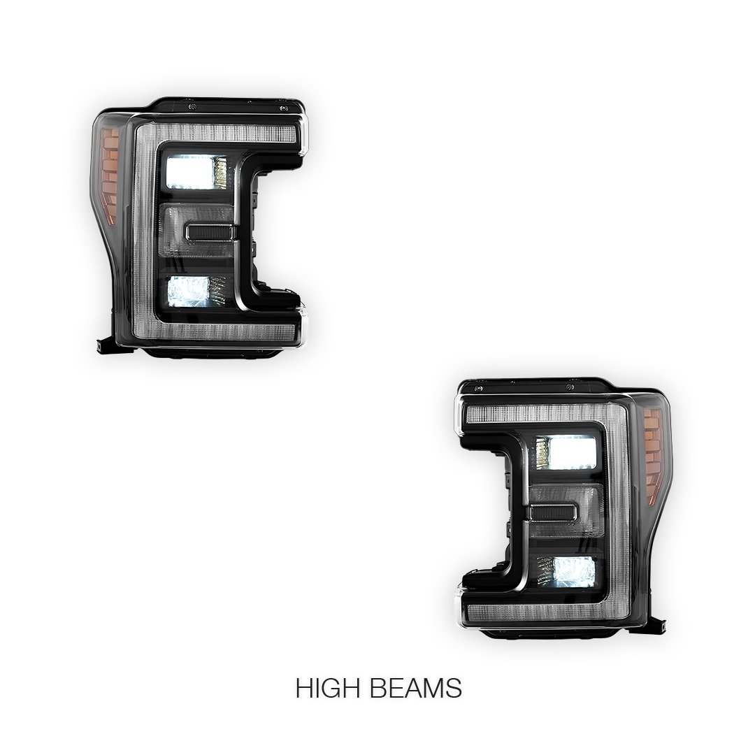 Ford F-250 Super Duty (2017 - 2019) Sequential Full LED Black Headlights LH + RH