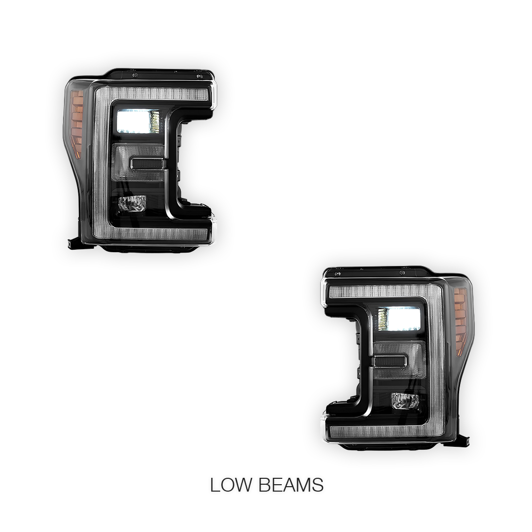 Ford F-250 Super Duty (2017 - 2019) Sequential Full LED Black Headlights LH + RH