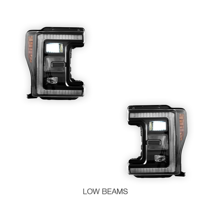 Ford F-250 Super Duty (2017 - 2019) Sequential Full LED Black Headlights LH + RH