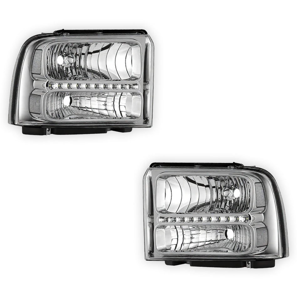 Ford F-450 Super Duty (2005 - 2007) LED DRL Replacement Headlights LH + RH