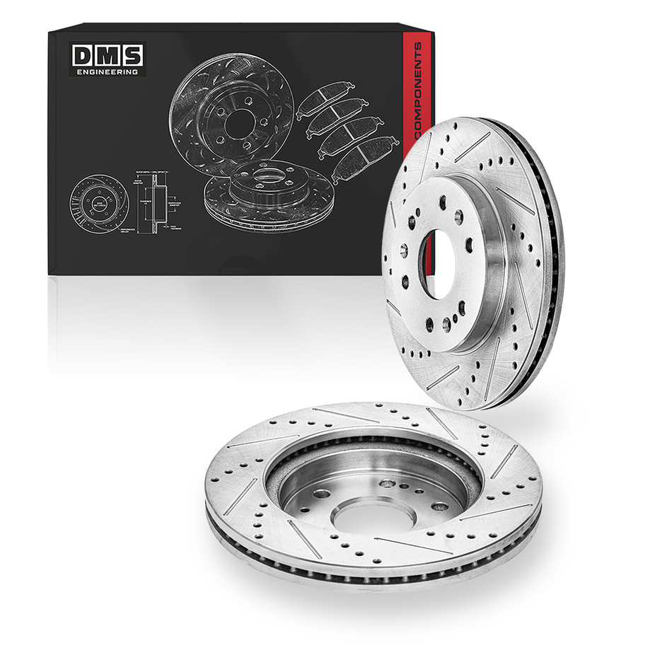 Chevrolet Silverado 1500 LS / LT / LTZ (2005 - 2018) Front and Rear Drilled and Slotted Brake Rotors and Brake Pads LH + RH