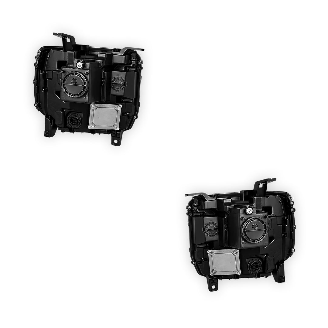 GMC Sierra 1500 (2016 - 2018) LED DRL HID/Xenon Black Projector Headlights LH + RH