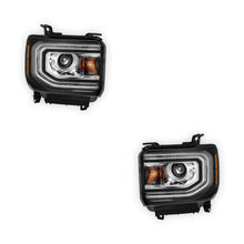 GMC Sierra 1500 (2016 - 2018) LED DRL HID/Xenon Black Projector Headlights LH + RH