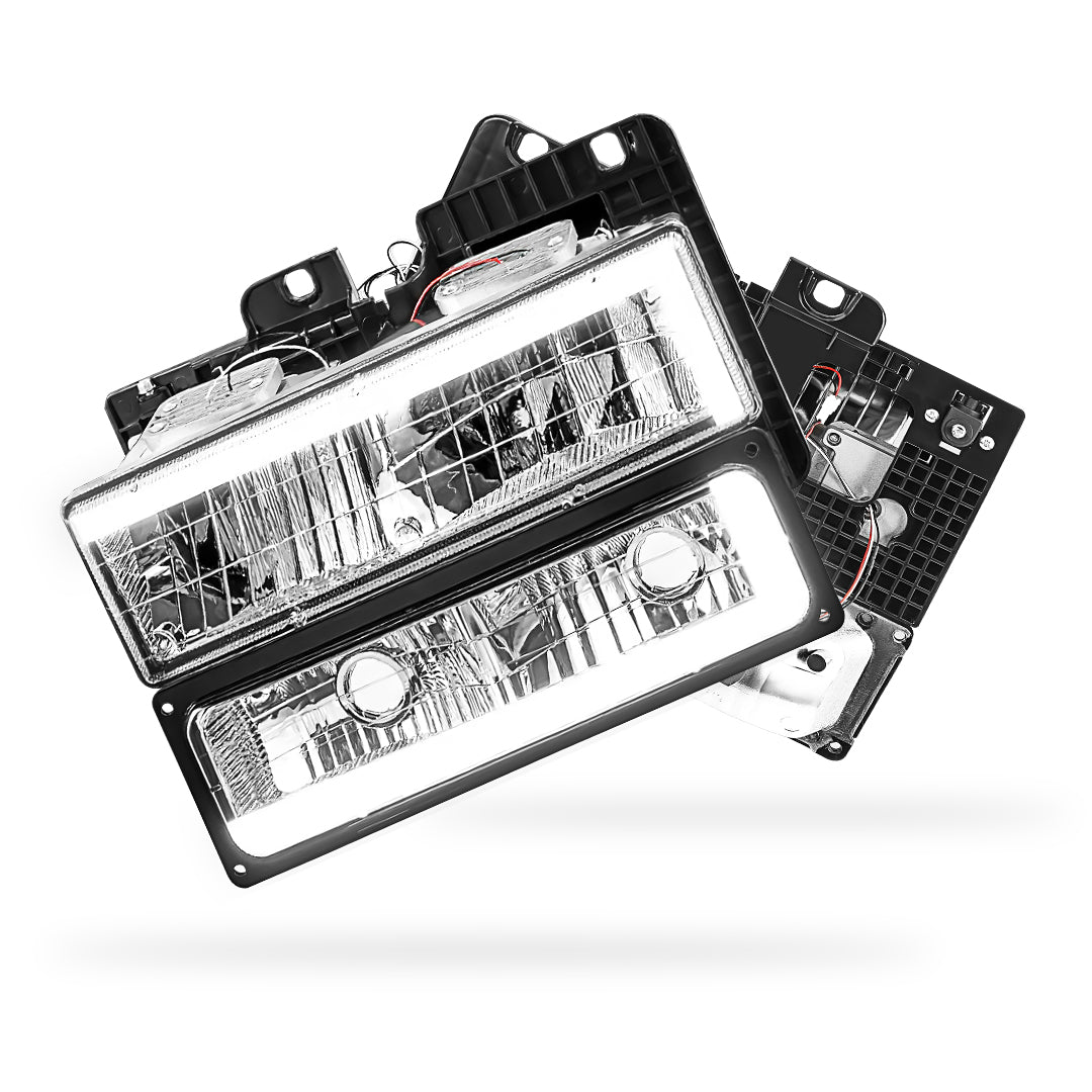 GMC K2500 SLE / SLT (1988 - 2000) C-LED DRL Replacement Headlights LH + RH