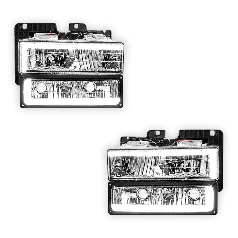 GMC K2500 SLE / SLT (1988 - 2000) C-LED DRL Replacement Headlights LH + RH