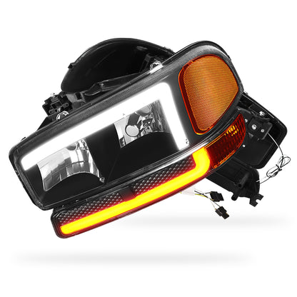 GMC Sierra 1500 HD Classic SLE / SLT (2007) L-LED DRL Replacement Headlights LH + RH