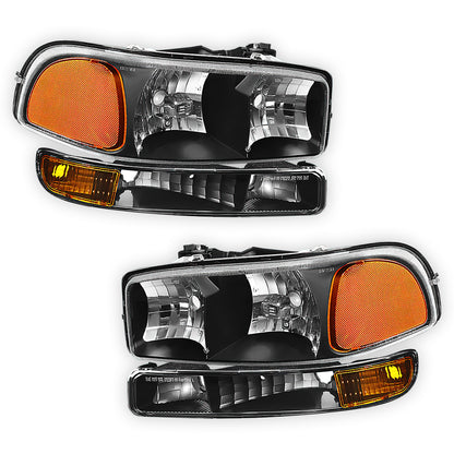 GMC Sierra 1500 HD SLE / SLT (2001 - 2007) Replacement Headlights and Bumper Lights LH + RH