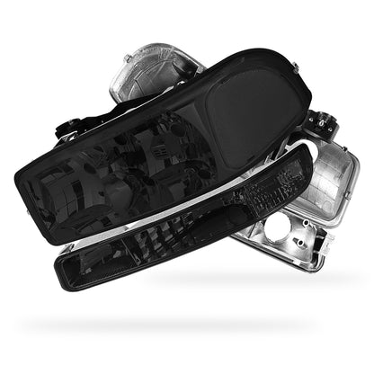 GMC Sierra 1500 HD SLE / SLT (2001 - 2007) Replacement Headlights and Bumper Lights LH + RH