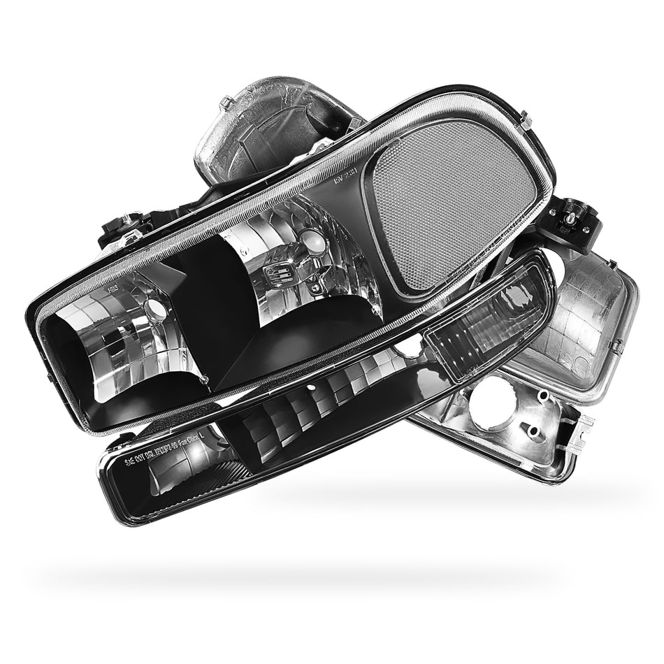 GMC Sierra 1500 SLE / SLT (1999 - 2007) Replacement Headlights and Bumper Lights LH + RH