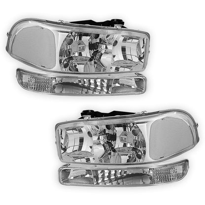 GMC Sierra 1500 SLE / SLT (1999 - 2007) Replacement Headlights and Bumper Lights LH + RH