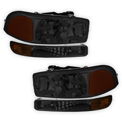 GMC Sierra 1500 SLE / SLT (1999 - 2007) Replacement Headlights and Bumper Lights LH + RH