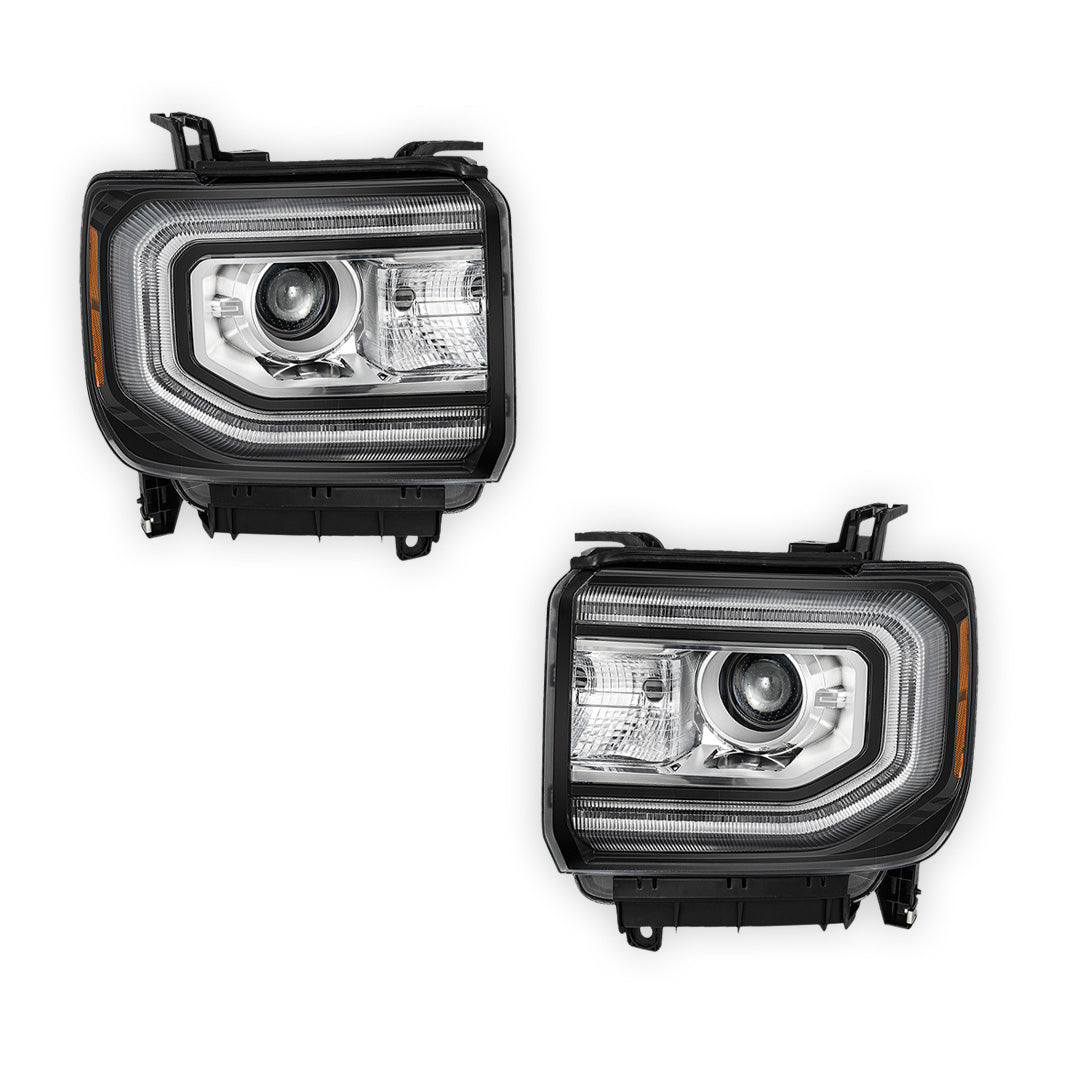 GMC Sierra 1500 Limited SLE (2019) Replacement LED DRL HID/Xenon OE Style Headlights LH + RH