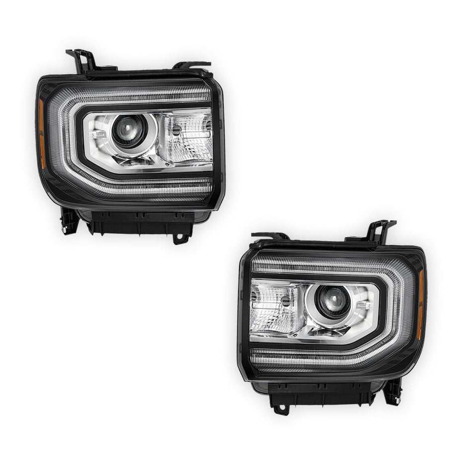 GMC Sierra 1500 Limited SLE (2019) Replacement LED DRL HID/Xenon OE Style Headlights LH + RH