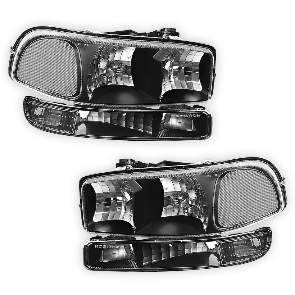 GMC Sierra 2500 HD SLE / SLT (2001 - 2007) Replacement Headlights and Bumper Lights LH + RH