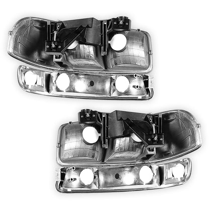 GMC Sierra 2500 HD SLE / SLT (2001 - 2007) Replacement Headlights and Bumper Lights LH + RH