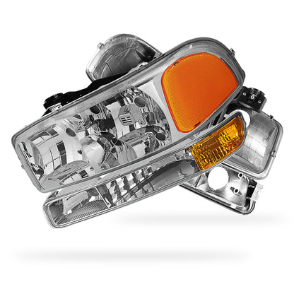 GMC Sierra 2500 HD SLE / SLT (2001 - 2007) Replacement Headlights and Bumper Lights LH + RH