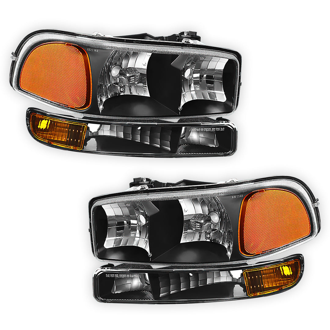 GMC Sierra 2500 SLE / SLT (1999 - 2004) Replacement Headlights and Bumper Lights LH + RH
