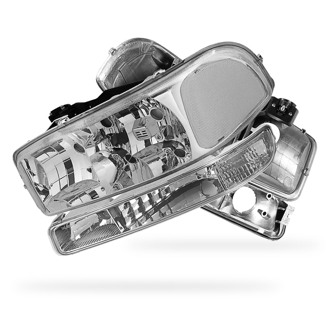GMC Sierra 2500 SLE / SLT (1999 - 2004) Replacement Headlights and Bumper Lights LH + RH