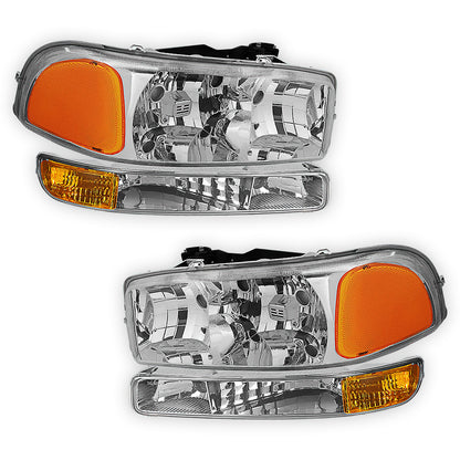 GMC Sierra 2500 SLE / SLT (1999 - 2004) Replacement Headlights and Bumper Lights LH + RH