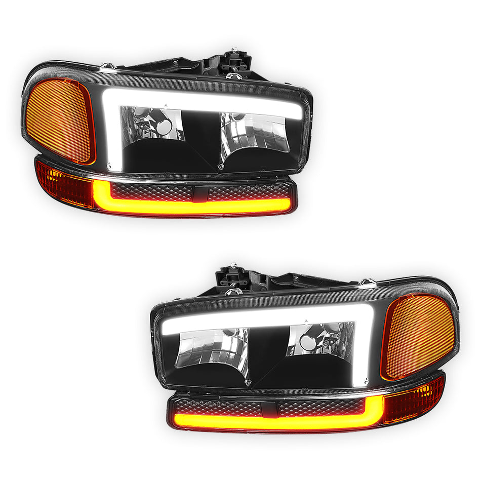 GMC Sierra 3500 SLE / SLT (2001 - 2006) L-LED DRL Replacement Headlights LH + RH