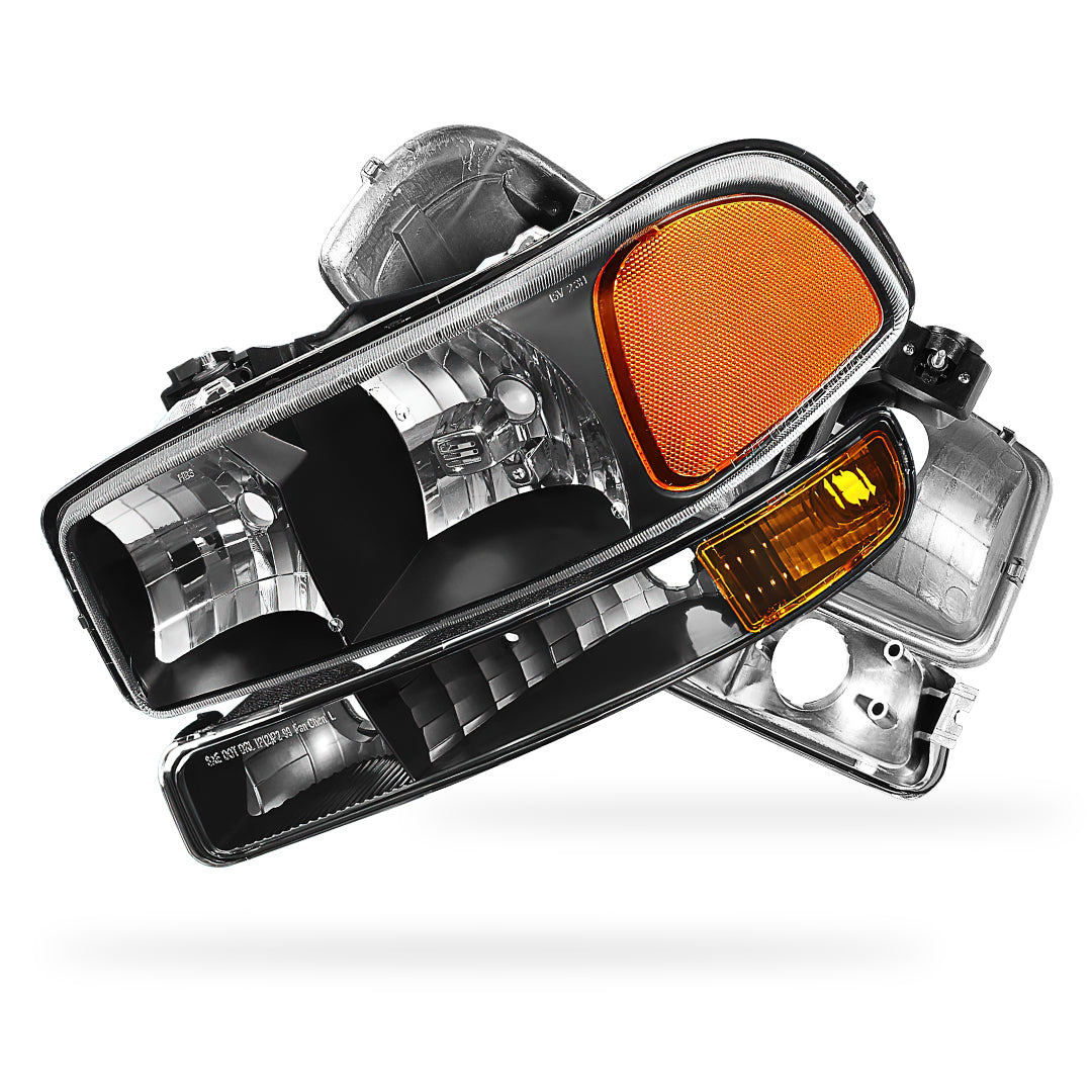GMC Sierra 3500 SLE / SLT (2001 - 2007) Replacement Headlights and Bumper Lights LH + RH