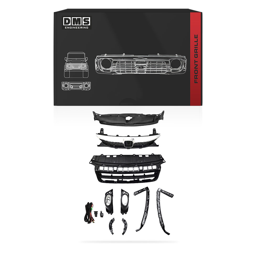 Honda Civic Sedan (2009 - 2011) Front Upper & Lower Grilles / Fog Lights / Bumper Brackets / Headlight Brackets / Radiator Support Cover 9-Pcs. Complete Set