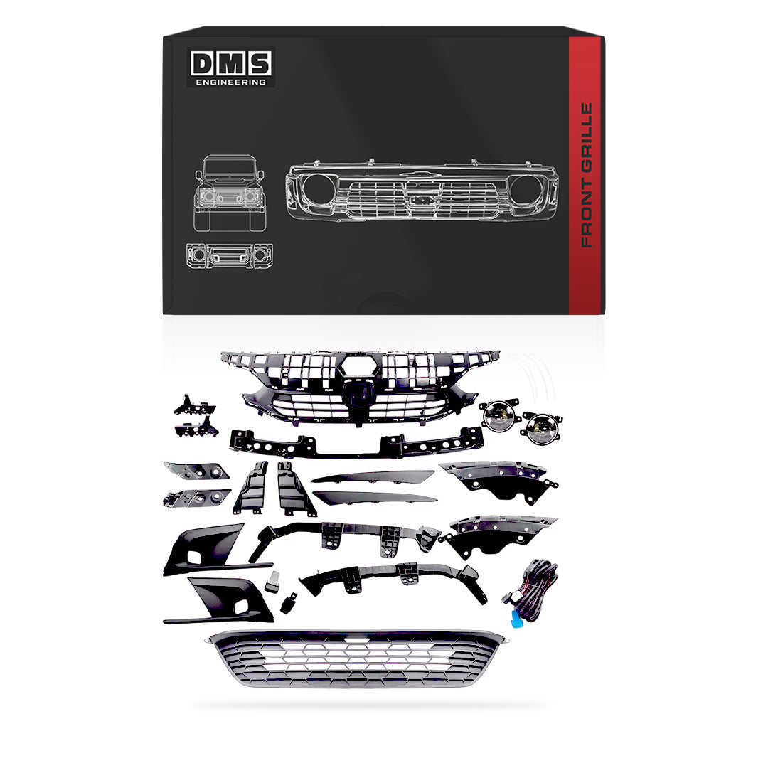 Honda Civic Sedan (2022 - 2023) Front Upper & Lower Grilles / Fog Lights / Bumper Brackets / Headlight Eyelids & Brackets 17-Pcs. Complete Set