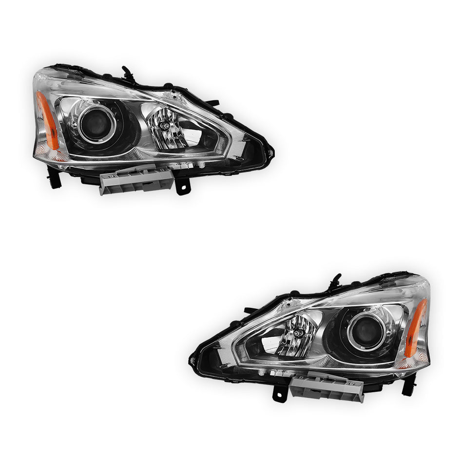 Nissan Altima (2013 - 2015) Replacement Chrome Halogen Headlights LH + RH