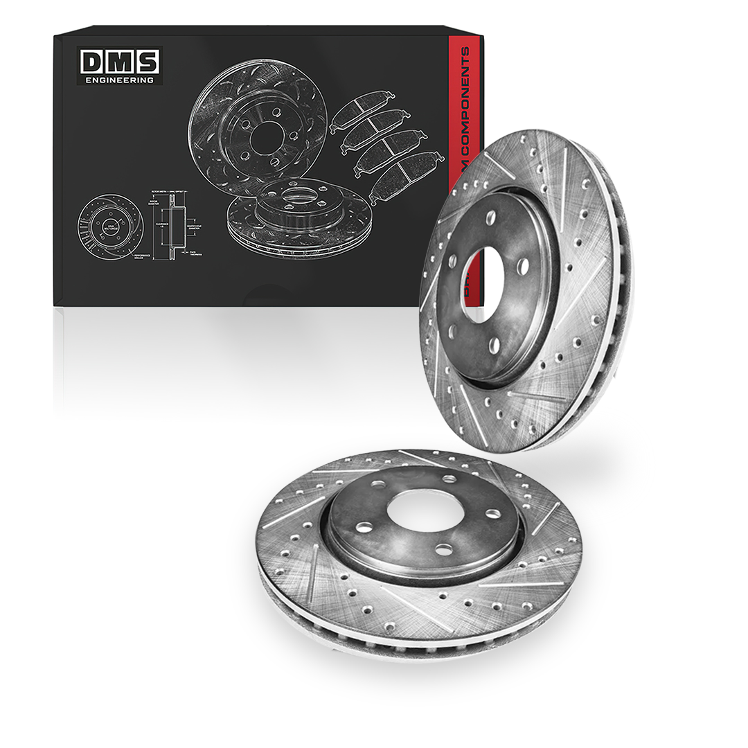 Dodge Durango (2007 - 2009) Front and Rear Drilled & Slotted Brake Rotors and Brake Pads LH + RH