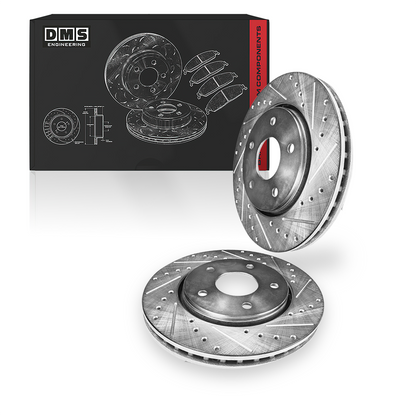 Chrysler Aspen (2007 - 2009) Front and Rear Drilled & Slotted Brake Rotors and Brake Pads LH + RH