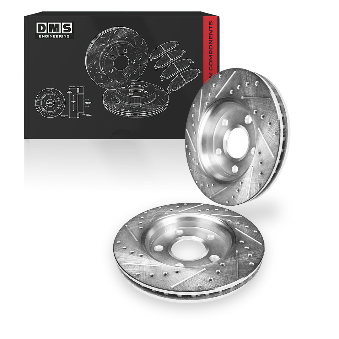 Chrysler Aspen (2007 - 2009) Front and Rear Drilled & Slotted Brake Rotors and Brake Pads LH + RH