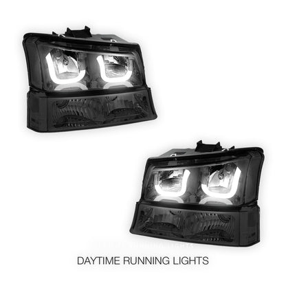 Chevrolet Silverado 2500 LS / LT (2003 - 2006) Dual LED DRL Headlights LH + RH