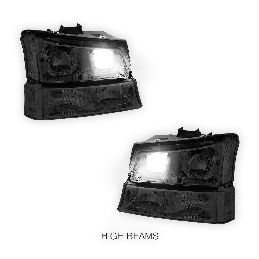 Chevrolet Silverado 2500 HD LS / LT (2003 - 2006) Dual LED DRL Headlights LH + RH