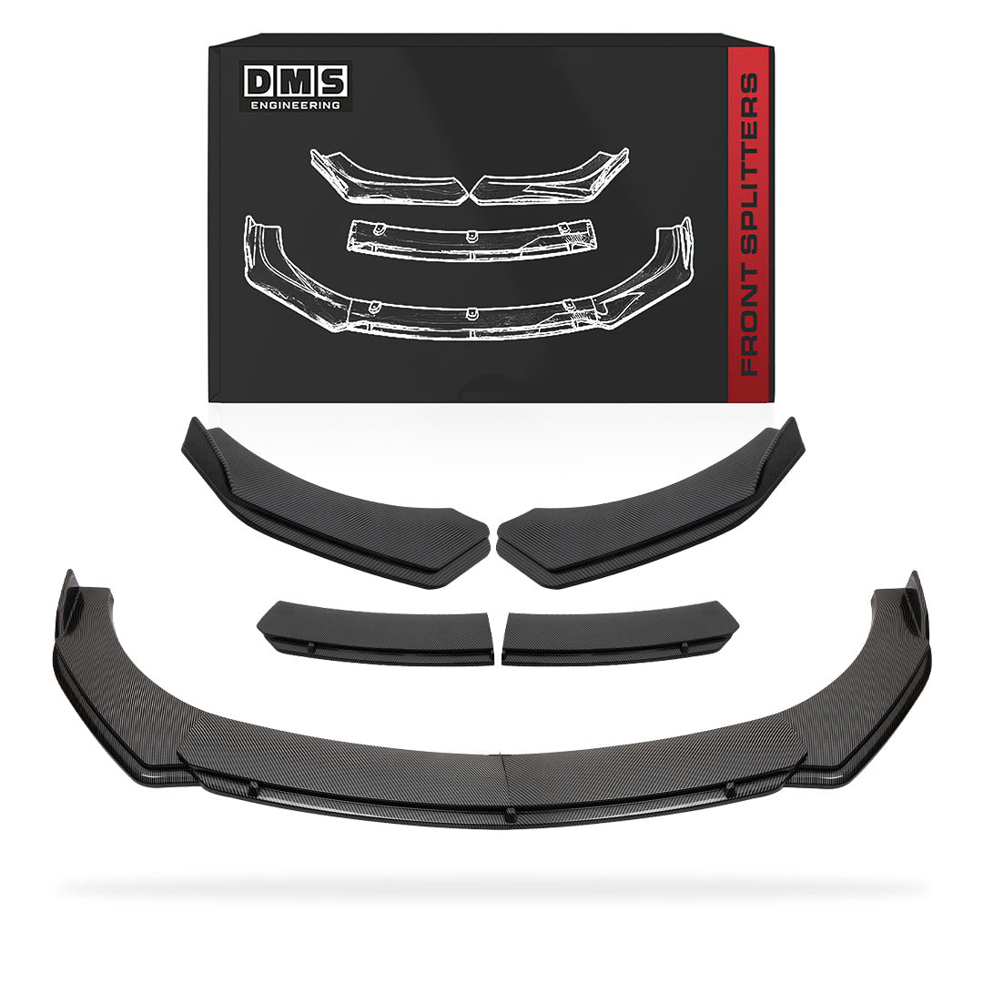 Tesla Model S (2013 - 2024) Carbon Fiber Painted With Strut Rods Front Splitters