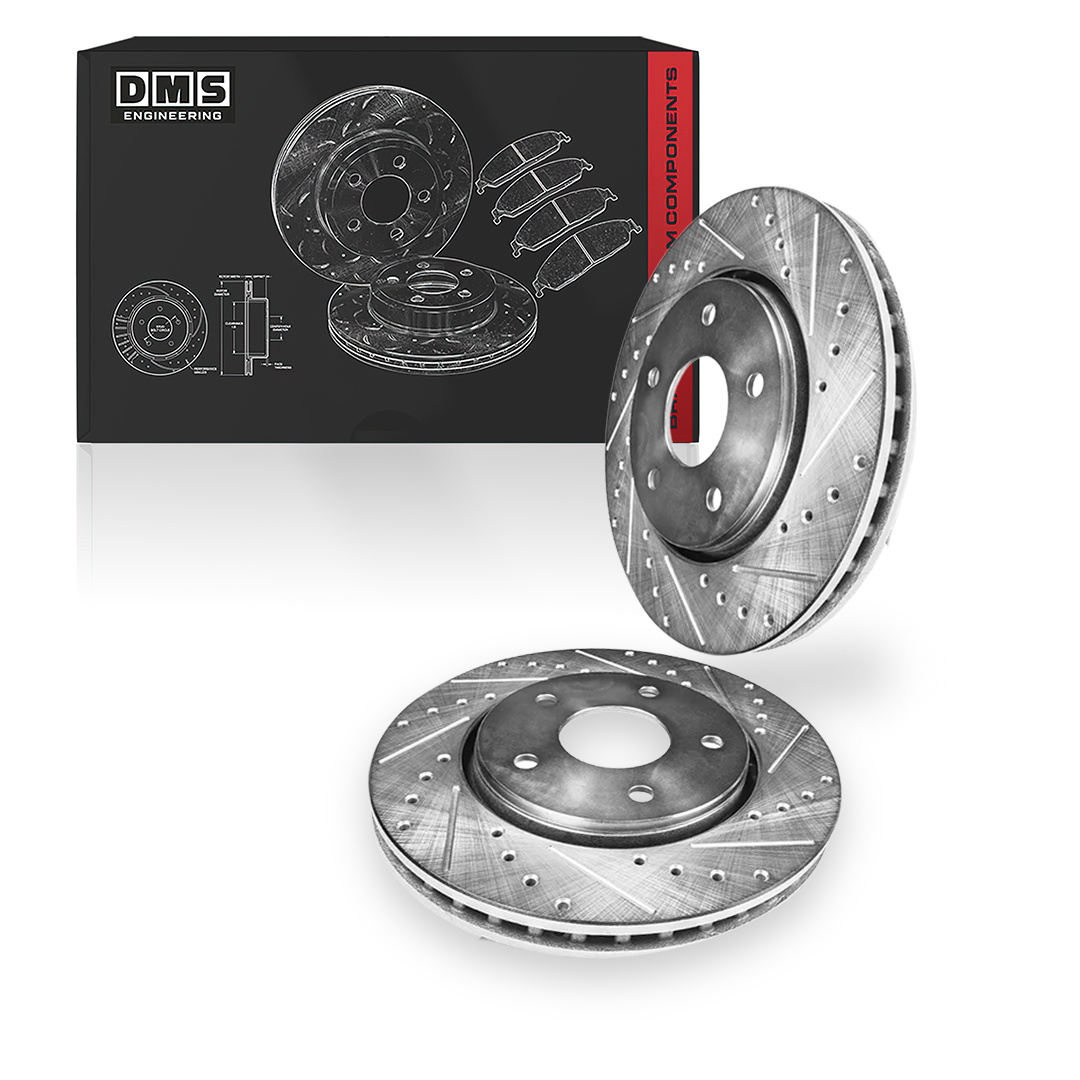 Toyota Avalon (2008 - 2012) Front and Rear Drilled and Slotted Brake Rotors and Brake Pads LH + RH