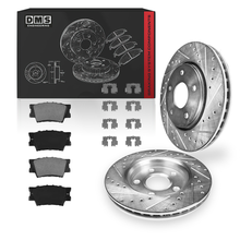 Toyota Avalon (2008 - 2012) Front and Rear Drilled and Slotted Brake Rotors and Brake Pads LH + RH