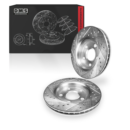 Toyota Avalon (2008 - 2012) Front and Rear Drilled and Slotted Brake Rotors and Brake Pads LH + RH