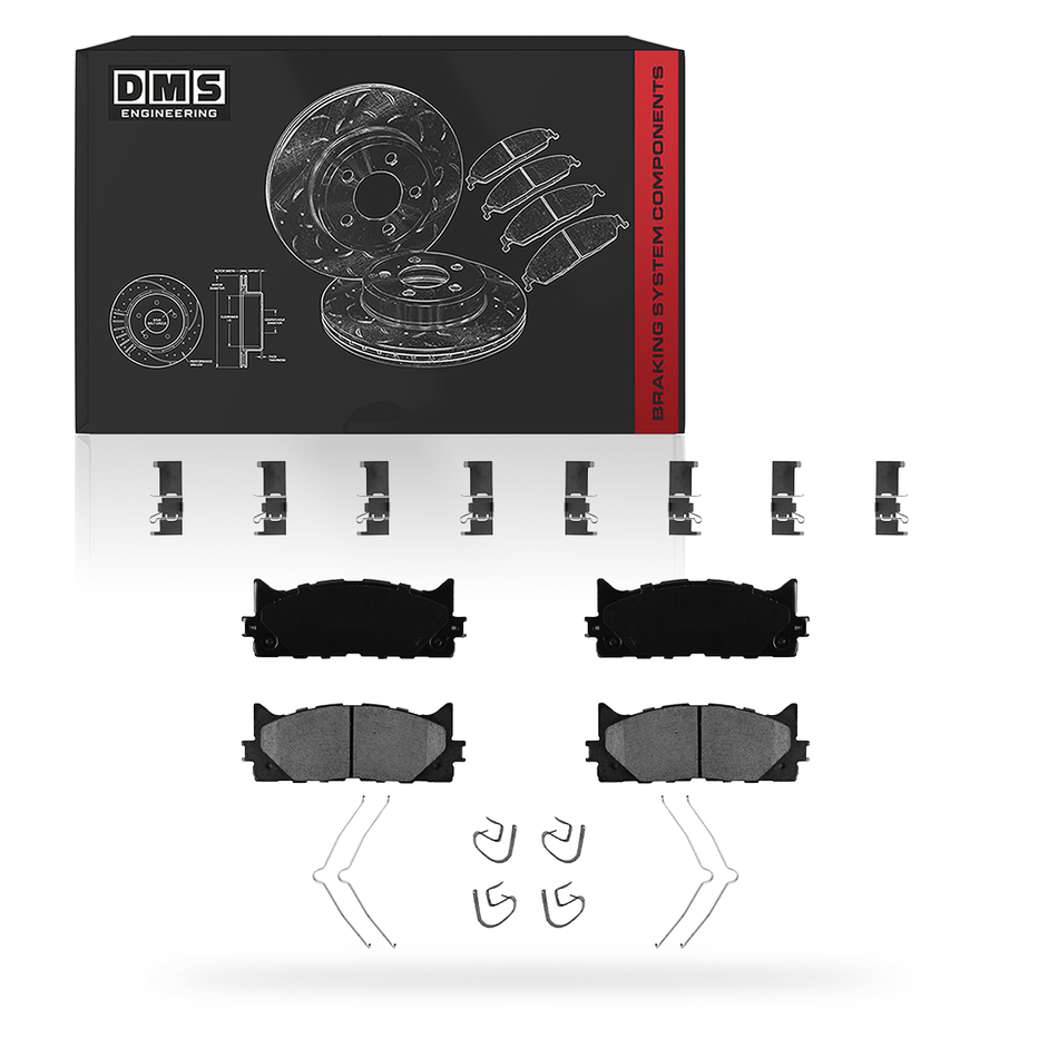 Toyota Camry (2007 - 2011) Front and Rear Drilled and Slotted Brake Rotors and Brake Pads LH + RH