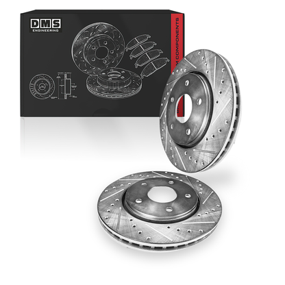 Toyota Camry (2007 - 2011) Front and Rear Drilled and Slotted Brake Rotors and Brake Pads LH + RH